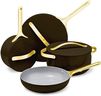 Caraway Non-stick Ceramic Cookware Set (12 Piece) Pots, Pans, Lids and Kitchen Storage - PFAS & PFOA Free - Oven Safe Pan Set & Compatible with All Stovetops - Black