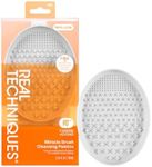 Real Techniques Miracle Brush Cleansing Palette, Makeup Brush Cleaner For Deep Cleaning, Use With Makeup Brush Shampoo, Silicone Ridges & Easy Grip, Includes Cleansing Gel, Cruelty-Free, 3 Count