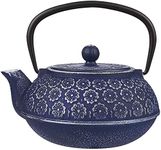 Juvale Japanese Cast Iron Teapot with Infuser for Loose Leaf and Tea Bags, Kettle Includes Handle and Removable Lid (Blue, 34oz)