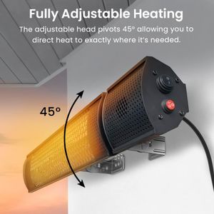 Pro Breeze Wall Mounted Halogen Infrared Patio Heater – Remote Control, 2 Heat Settings, Outdoor Electric