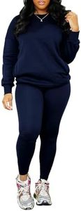 Nimsruc Two Piece Outfits For Women Sweatsuits Sets Casual Long Sleeve Pullover Jogger Sweat Pants Set With Pocket Dark BlueA XXL