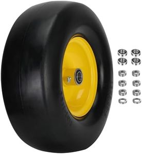 Upgrade 13x5.00-6 Flat Free Lawn Mower Tire and Wheel with 3/4" & 5/8" Bearing, Zero Turn Mower Front Solid Tire Assembly for Commercial Grade Lawn, Garden Turf, 3.25"-6" Centered Hub