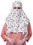 7 season's Scarf for women Cum Mask Universal Size Usable for vehicle Driver for sunlight UV protection White Printed Design For Girl & Women (Short Black Heart)