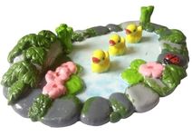 Little Wonders Miniature Fairy Garden Decorations Accessories Resin Clay Duck Pond (Multicolour, Small, Pack of 1)