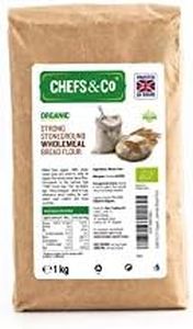 CHEFS & CO Stoneground Strong Organic Wholemeal Bread Flour 1 Kg | Freshly Milled Flour for Baking | Ideal for Wholemeal Bread Making, Oven Baked Yeast Cookery & Bread Machines