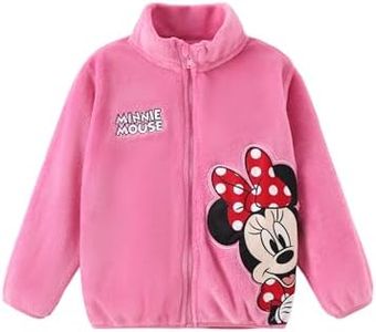 Disney Minnie Girls Fleece Jacket Graphic Warm Winter Coat Pink 8-9Y