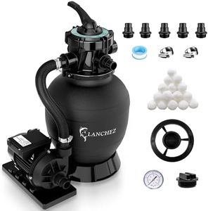 LANCHEZ 12" Sand Filter Pump for Above Ground Pool, 1/3 HP Pool Pump for Pools Up to 7,000 Gallons, 2400 GPH Sand Filter Pump System with 6-Way Valve