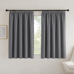 PONY DANCE Blackout Curtains for Bedroom / Living Room Pencil Pleat Grey Thermal Insulated Curtains 90x54 Inch Extra Wide Curtains with Hooks for Track, 2 Panels, W90 X L54, Gray