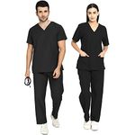 IS IndoSurgicals Unisex Scrub Suit for Surgeons, Hospital OT Dress (2XS, Black)