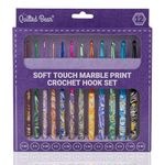 The Quilted Bear Crochet Hook Set - Premium Soft Grip Marble Hooks with Ergonomic Polymer Clay Handle 12 (2mm, 2.5mm, 3mm, 3.5mm, 4mm, 4.5mm, 5mm, 5.5mm, 6mm, 6.5mm, 7mm & 8mm)