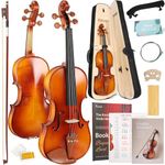 Violin,Kmise 4/4 Full Size Acoustic Violins,Jujube Fiddle Set for Adults Beginners Students with Hard Case with Hygrometer,Violin Bow,Shoulder Rest,Extra Strings,Rosin,Textbook