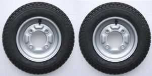 A pair of 350 x 8 inch trailer wheels & tyres with 4 ply tyre & 115mm PCD. Fits these trailers only Erde 102 and Maypole MP6810 trailer Pt no. LMX1599 PLEASE DO NOT BUY UNTIL YOU HAVE CHECKED YOUR PCD