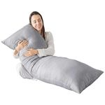 Adam Home Bolster Pillow with Grey Case (King 5FT) Non-Allergenic Orthopedic Long Pillow for Side Sleeper, Back, Neck, Pregnancy, Maternity Support, Full Body Pillow