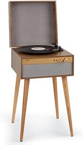 Auna Platine Vinyle Bluetooth, Tourne Disque Vinyle avec Haut Parleur, Tourne-disques Audio Vinyle 33 Tours, Chaine HiFi avec Platine Vinyle, Lecteur Vinyles Vintage, Émetteur et Récepteur Bluetooth