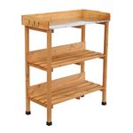 Oypla Wooden Potting Table Flower Plant Workbench Garden Greenhouse