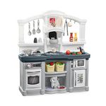 Step2 Fun with Friends Kids Kitchen Playset, Indoor/Outdoor Kitchenette with Lights & Sounds, Durable Plastic, 25-Piece Toy Accessories, Toddlers 2+ Years, Gray