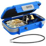 AMIR Portable Lock Box, 4 Digit Combination Lockbox, Waterproof Anti-Theft Mini Security Case with Removable Chain, Portable Beach Safe Box for Travel, Beach,Office,Hotel,Cars