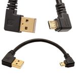 Gold Plated USB 2.0 A Left Angle to Micro B Right angled Cable Data Sync and Charge Cable (Black) (15cm)