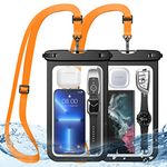 HWeggo Waterproof Phone Pouch,10.5'' Extra Large IPX8 Waterproof Phone Case with Lanyard Compatible with iPhone 14 Pro Max/13/12/11,Samsung S23 Ultra etc.(Suitable for Most Phone Models)-Black*2