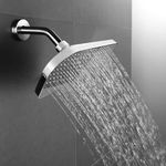 Ruhe® Curve ABS Overhead Shower with Chrome Finish | 5x3.25 Inches Rain Shower for Bathrooms | Showerhead with Easy-to-Clean Silicone Nozzles | WITHOUT SHOWER ARM