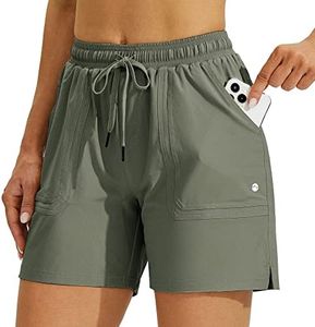 Willit Women's 5" Hiking Shorts Golf Athletic Outdoor Shorts Quick Dry Workout Summer Water Shorts with Pockets Sage Green XXL