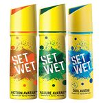 Set Wet Deodorant Spray Perfume for Men, Cool, Action and Allure Avatar, Each 150 ml, Pack of 3