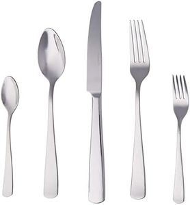 Amazon Basics posate in acciaio inox con bordo squadrato per 4 persone, confezione da 20, Argento