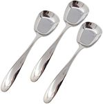 Honbay 3PCS Fashion Korean style Thick Heavy Weight Stainless Steel Soup Spoons Table Spoons Dinner Spoons Rice Spoons Flat Square Spoon