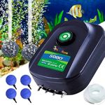 SOBO SB-988 Adjustable Flow Silent Air Pump (4 Outlets) for Aquarium Fish Tank with 4 Meter Air Tube, 4 Air Stone & 4 Check Valve | Power - 12W | Voltage - 220~240V