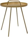 Grand patio Outdoor Side Table with Handle Portable Small End Table 17-in Round Side Coffee Table Gold