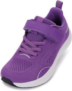 WHITIN Boys Girls Wide Toe Box Running Shoes Zero Drop Little Big Kids Width Sneaker Size 5 Athletic School Basketball Tennis Footwear Purple 37