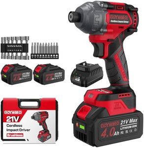GoYwato 2655In-lbs 21V Brushless 1/4" Power Cordless Impact Driver Set Red