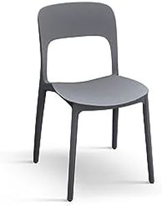 PAZZO DESIGN Sedia Luana, Set Da 4 Sedie, Grigio, Sedie Polipropilene, Sedia Cucina, Sedie Sala Da Pranzo, Sedia Giardino, Impilabili - id_1953