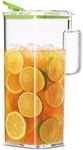 Komax Large Plastic Water Pitcher with Lid Square Water Carafe – BPA-Free, Dishwasher Safe – Water, Tea, or Juice Containers with Lids for Fridge (2.3 Liters)