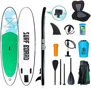 YU YUSING Paddle Gonflable Adulte 320/335cm, Planche de Stand up Paddle Gonflable 2 Personnes, Siège de Kayak, avec Pagaie Aluminium, Support Caméra, Pompe, pour Tous Niveaux, jusqu'à 150 kg, Vert