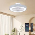 Depuley Ceiling Fans with Lights: 30W Smart Ceiling Fan - Remote Reversible 6 Speeds Low Profile Ceiling Fan for Bedroom - Dimmable Ceiling Light Fans Gray