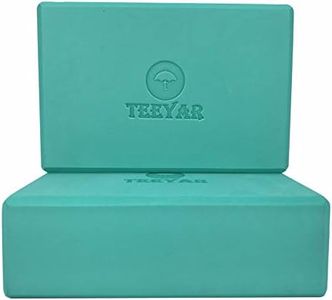 Yoga Blocks Set - Teeyar 2 Pack Sturdy Odourless 3 Inch(High Density) or 4 Inch(Medium Density) Premium Durable EVA Foam Exercise Blocks for Yoga/Pilates/Gym Practice, Improve Balance/Flexibility/Backbends, 2 Year Warranty (Tiffany(High Density), 3 Inch(23x15x7.4cm))