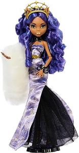 Monster High Doll, Clawdeen Wolf Howliday Collector Edition, Purple Hair and Floor-Length Gown with Furry Boa