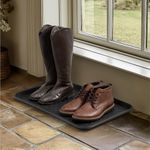 Navaris Plastic Boot Trays, Medium - Set of 3 - Multi-Functional Indoor Shoe Mats - Ideal Plant Tray, Outdoor Mat, Drip Tray - Car Boot & Home Storage - Black