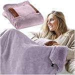 Portable USB Electric Heating Blanket 60x80cm Battery Operated, Soft Flannel Wrap Shawl Heated Blanket for Travel Office Home, Washable Stadium Blanket