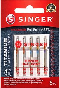 SINGER 04809 Titanium Universal Ball Point Machine Needles for Knit Fabric, Assorted Sizes, 5-Count