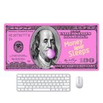 Reateforin Pink 100 Dollar Bills Money Gaming Mouse Pad Hundreds of US Dollar Currency Non-Slip Rubber Mouse Pad for Computers, Laptop,Office, Home Rectangle Personalized Mousepad 31.5" x15.7"