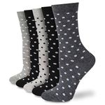 Socksmad Ladies/Womens Multi 5 pack of Black & Polka Dots Cotton Rich Cute Thin Dress Socks (UK, Numeric, 4, 7, Regular)