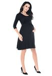 Purpless Maternity 2in1 Pregnancy and Nursing Skater Woman Dress 7240 (12, Black)