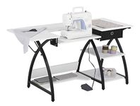 Sew Ready Comet Sewing Desk Multipurpose/Sewing Table Craft Table Sturdy Computer Desk with Drawer, 13333, Black/White