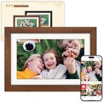 Frameo Digital Photo Frame WiFi Walnut Wood Frame 10.1 Inch Picture Frame with 1280x800 HD IPS Touchscreen, Built-in 32GB, Send Photo Video via Frameo App/USB/SD, Gifts for Women/Men/Grandparents