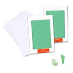 Baby Handprint and Footprint Kit Safe Non-Toxic Ink Pads Clean Inkless Touch Pet Paw Print Ink Kits with 4 Extra Imprint Cards for Newborn 0-6 Months Infant Shower Gift Green