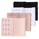 D Club Senkary 4 Pieces Bra Extenders 4 Hooks 3 Rows Elastic Bra Strap Extension for Women, 4 Colors