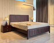 Wood Vestal Sheesham Wood Bed with Vertical Slat Head & Foot, Solid Wood in Natural Finish, Modern Design | Queen Size - (78"x60") | Without Mattress & Side Tables | Low Highted | VG - 5' - D