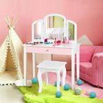 HONEY JOY Kids Vanity Table and Cha